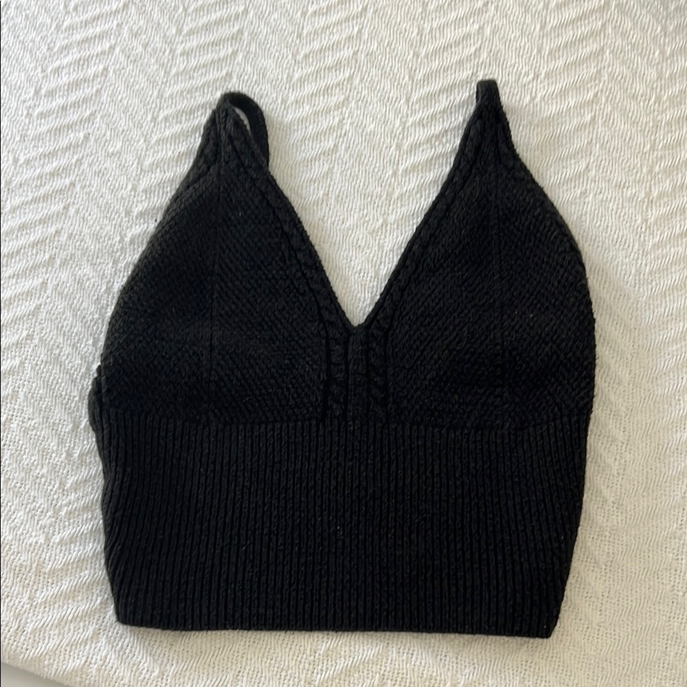 Topshop Black Knit Cami Crop Top